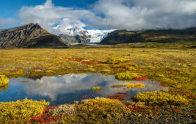 Tundra Taiga in Südisland mit Berge im Herbst