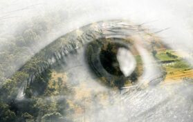 Wald und Natur ist in einem Auge zu sehen