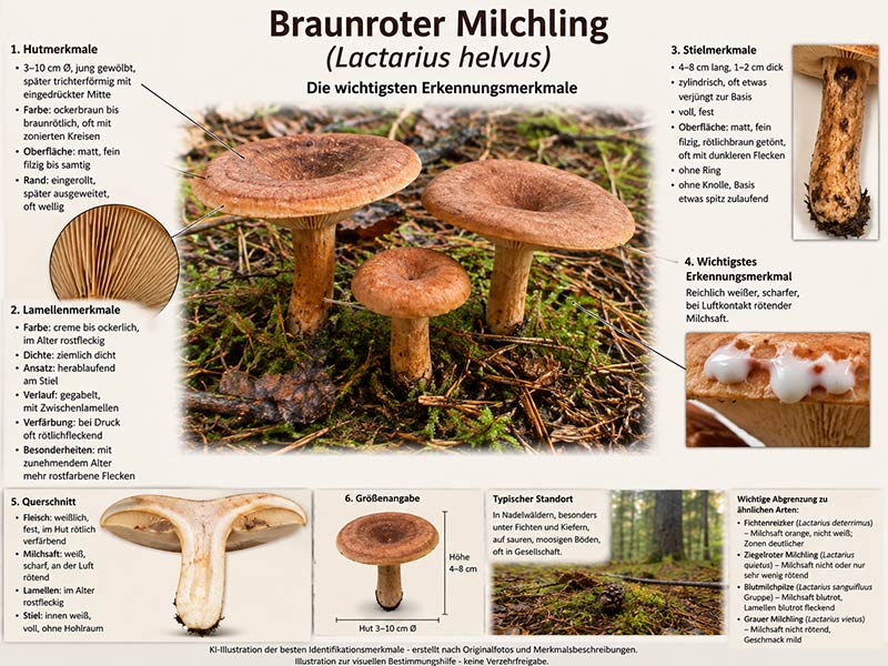 Braunroter Milchling Pilz Beschreibung - KI-Illustration