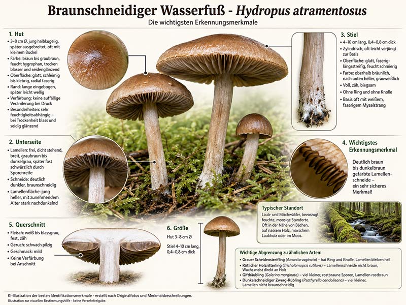 Braunschneidiger Wasserfuß als Beschreibung - KI-Illustration