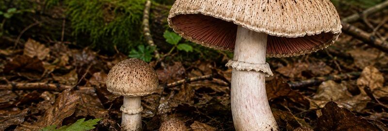Braunstieliger Blut Egerling essbarer Pilz im Wald KI-Illustiert