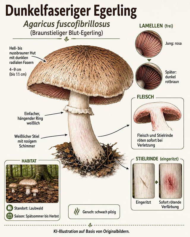 Dunkelfasriger Egerling Ki-Illustration
